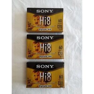 3 Sony Hi8 Digital8 60/120 HMP P6-120HMPL Torn Sealed PKG Camcorder Tapes 2004